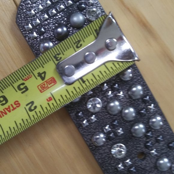 Leather Belt with PU metal studs and Rhinestones 110 cm 43 inch belt main image 12